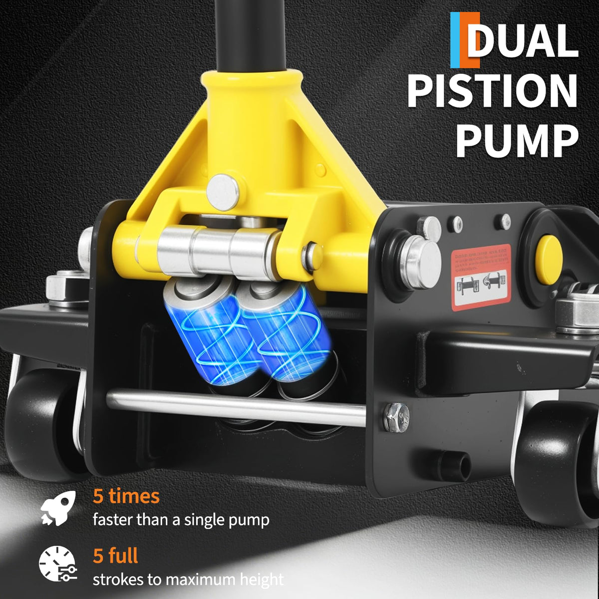 3 Ton Low Profile Hydraulic Floor Jack with Dual Piston Quick Lift Pump Steel Yellow O52012