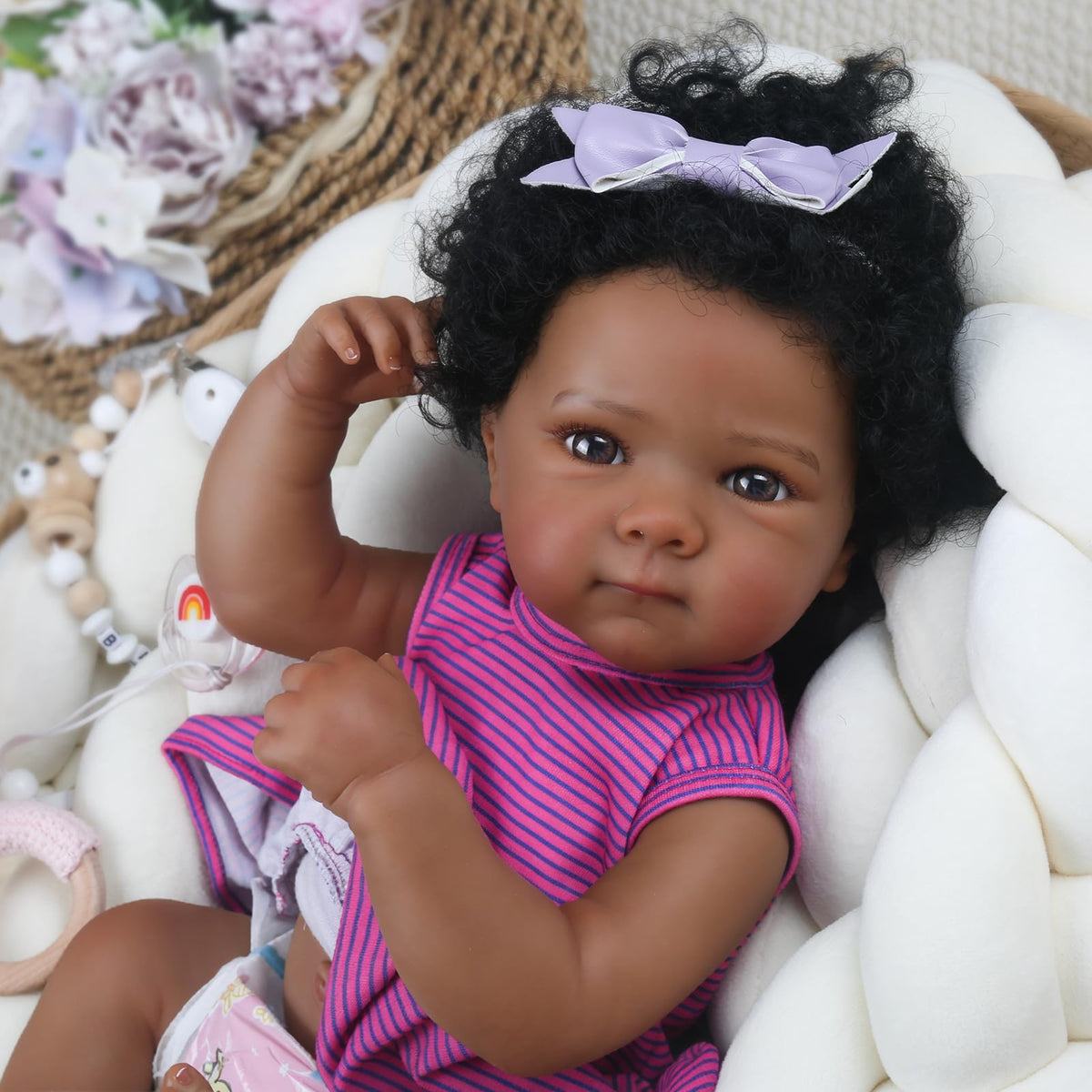 20 Inch Black Realistic Reborn Baby Dolls Full Body Vinyl Girl G115617