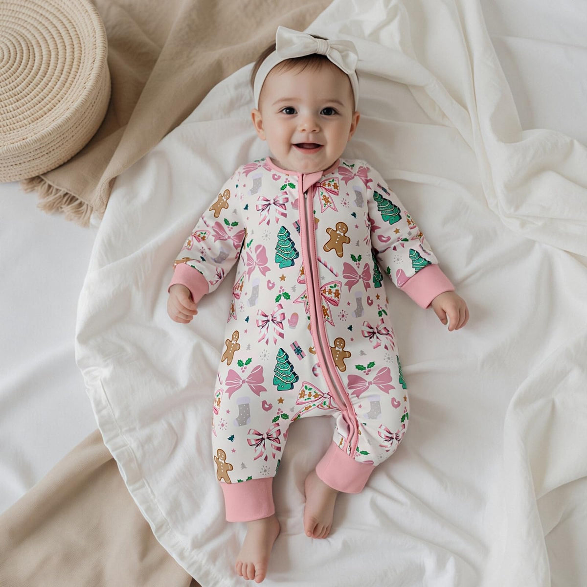 Newborn Christmas Zipper Jumpsuit Romper J637302