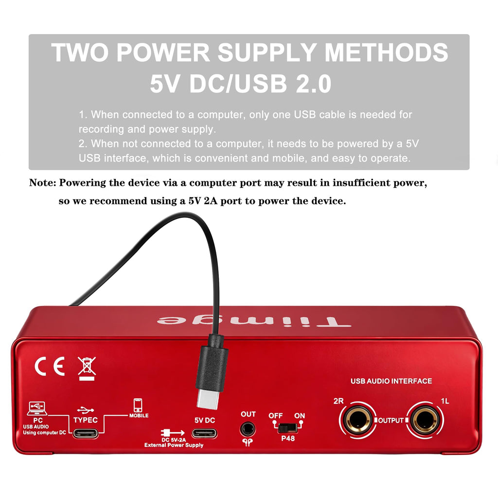 USB Audio Interface with 48V Phantom Power, 24Bit/192kHz, XLR/TRS Inputs V827