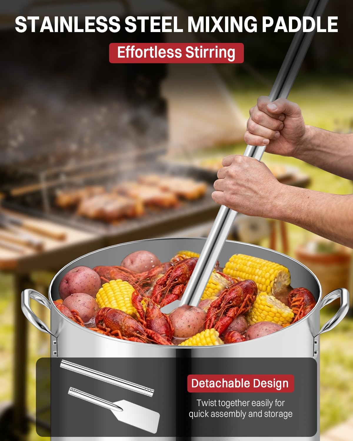 60QT Stainless Steel Stockpot with Basket H848