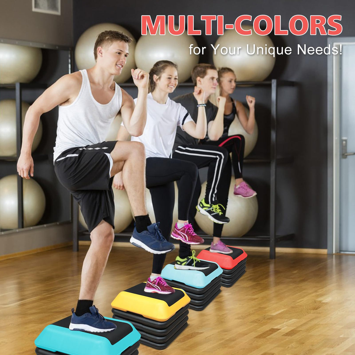 16"x16" Adjustable Exercise Aerobic Step Platform with 4 Risers W955