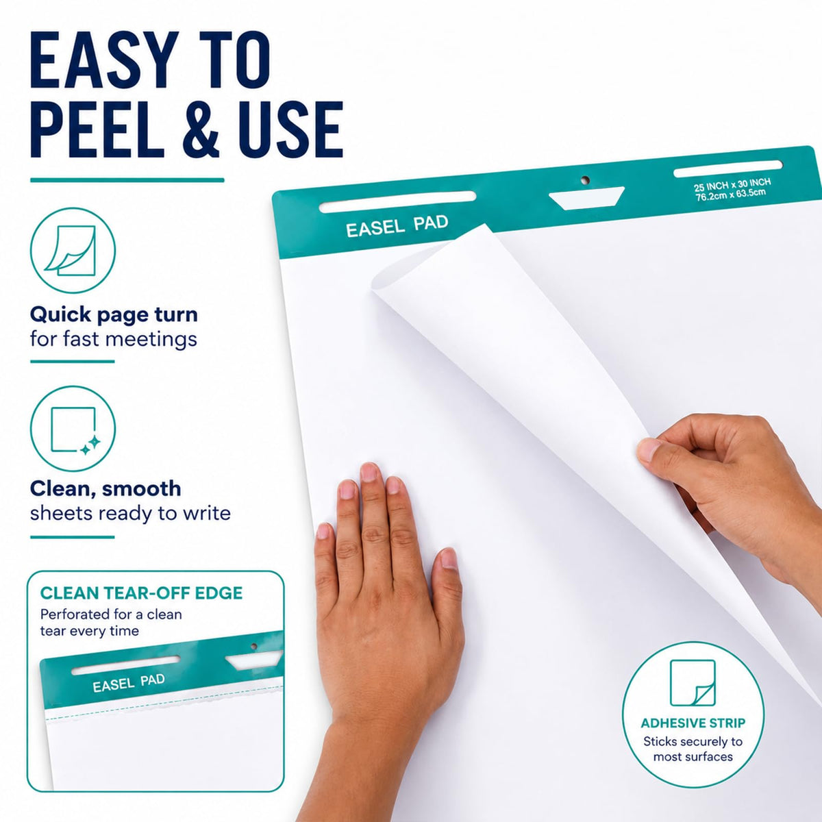 25 x 30 Inch Sticky Easel Pad, 30 Sheets, 8 Pads R63672