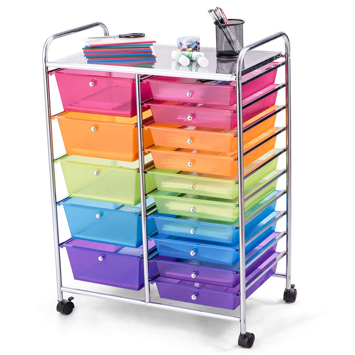 15 Drawer Rolling Storage Cart with Removable Drawers L19534