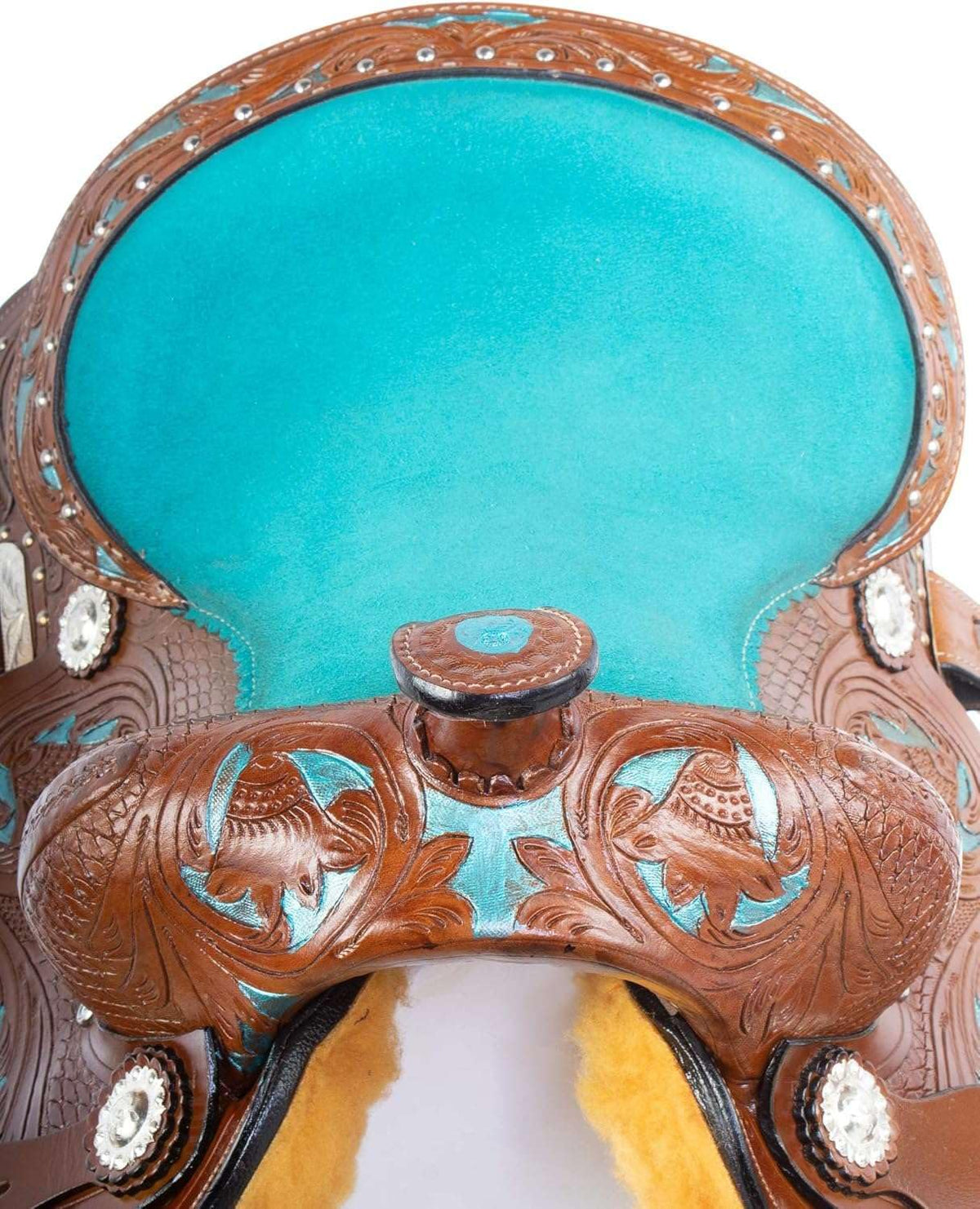 Leather Barrel Saddle with Headstall, Reins and Breast Collar X630118