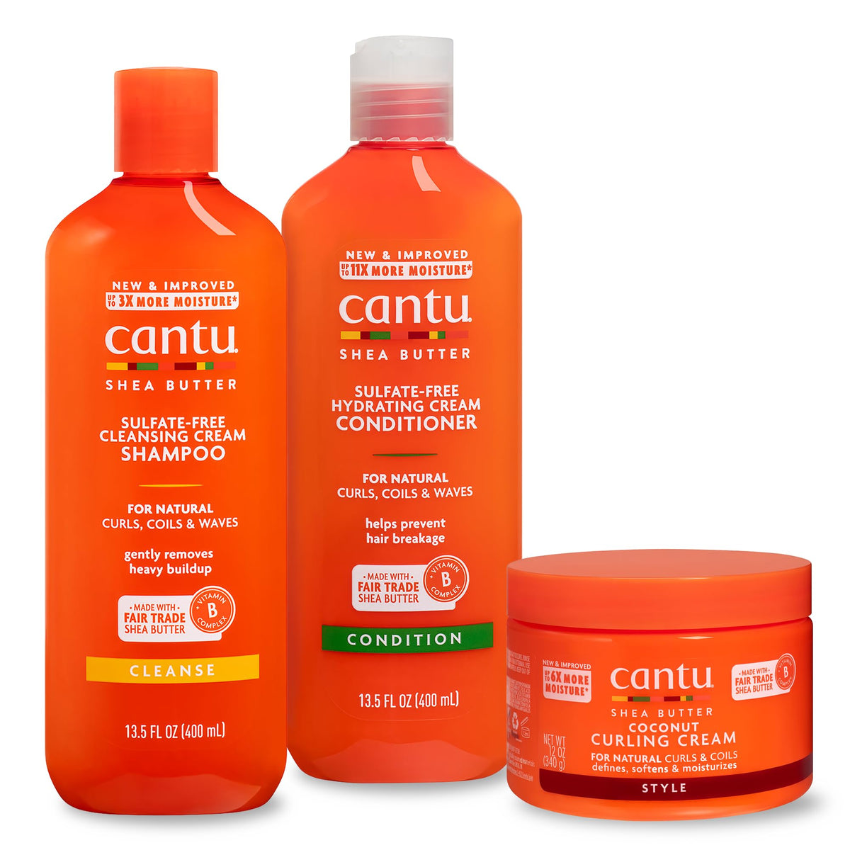 Sulfate-Free Shampoo, Conditioner & Coconut Curling Cream 3 Piece Set Y583
