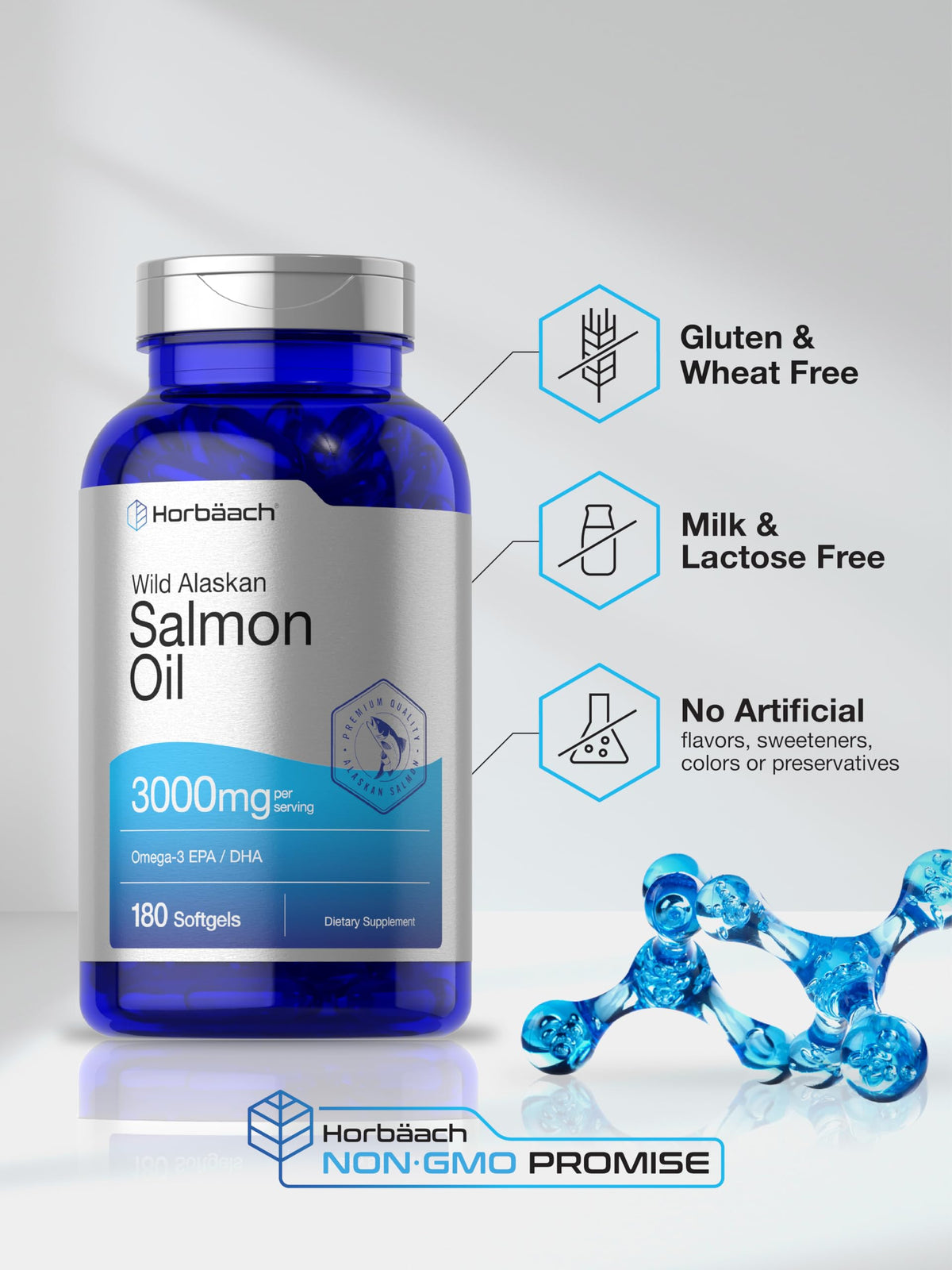 Wild Alaskan Salmon Fish Oil 3000mg 180 Softgel Capsules R683126