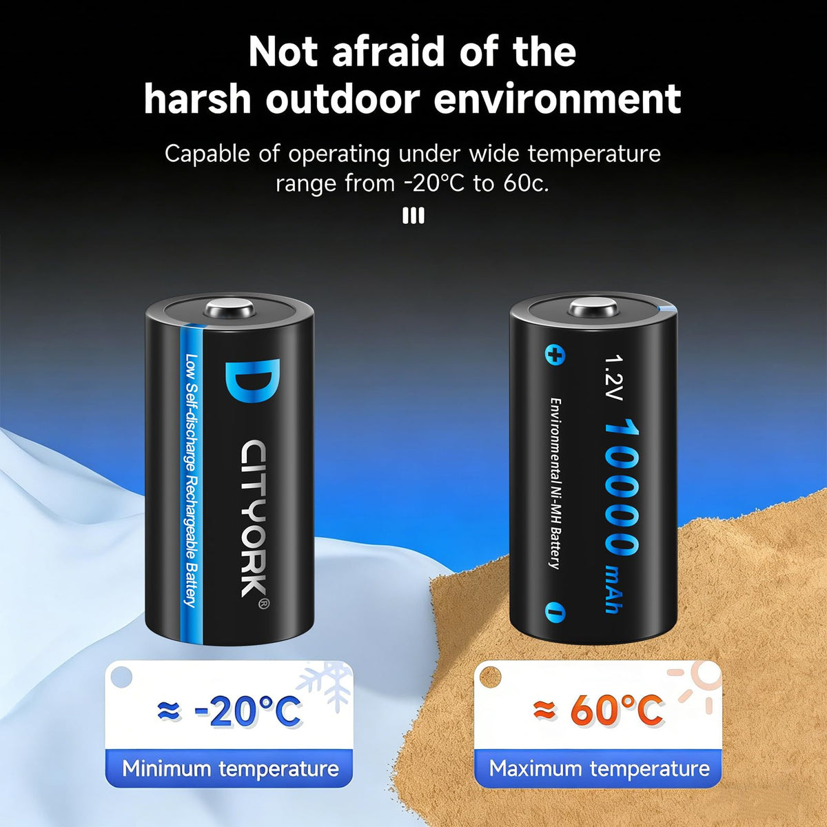 4 Pack Rechargeable D Batteries 10000mAh L949716