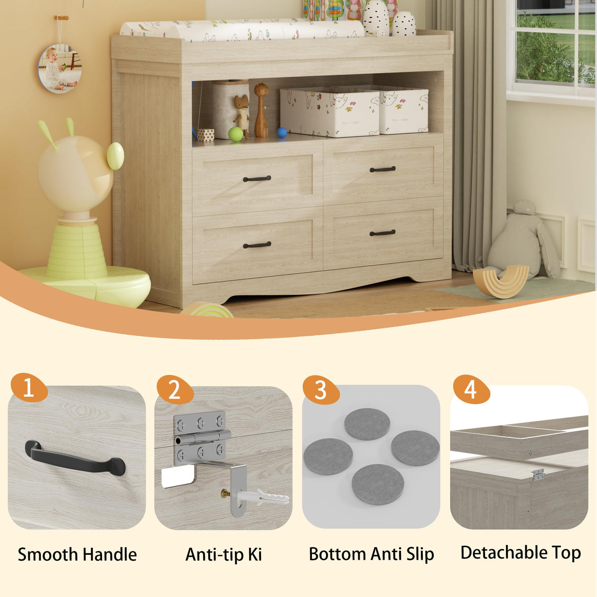 Baby Changing Table with LED Light D627