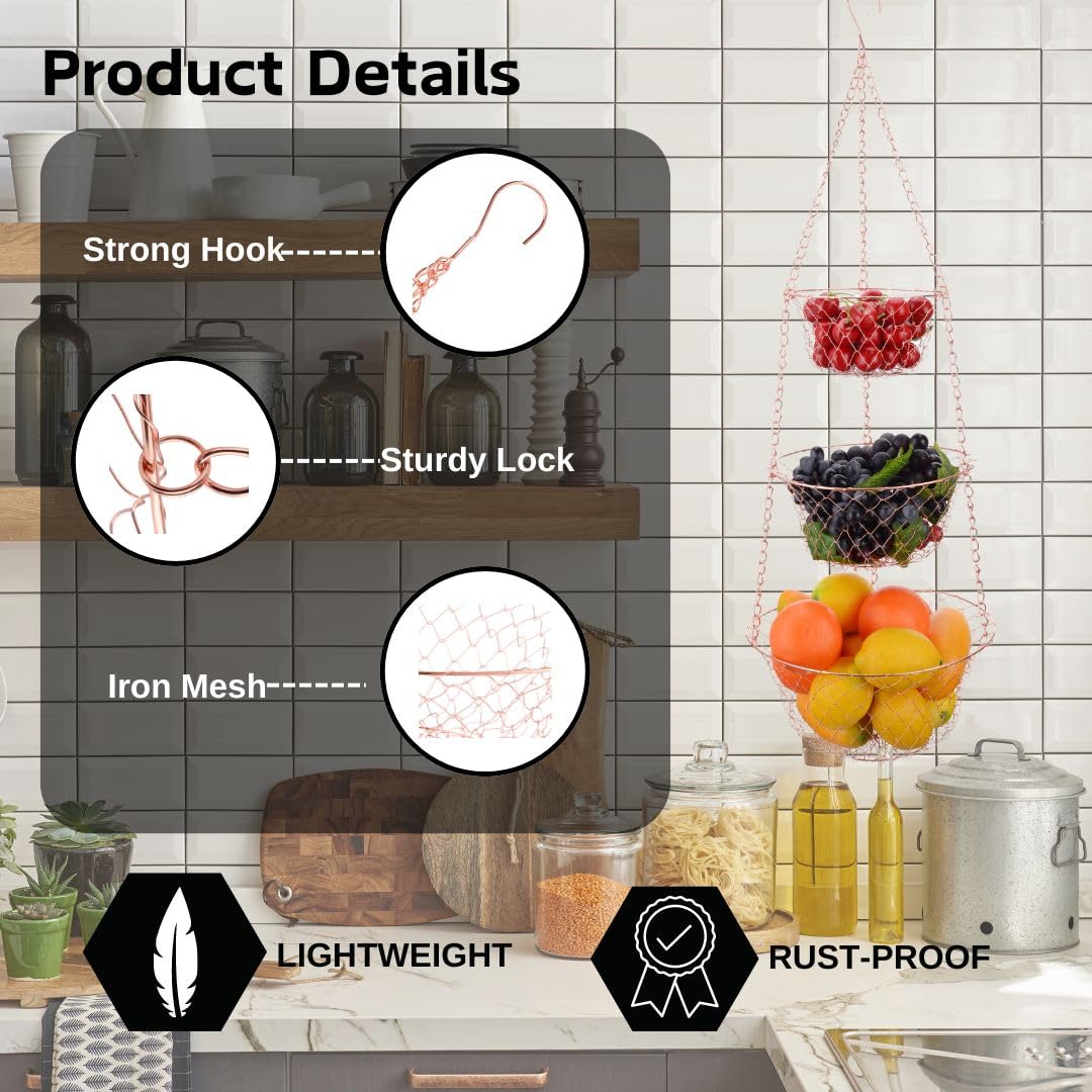 3 Tier Metal Hanging Basket H642415