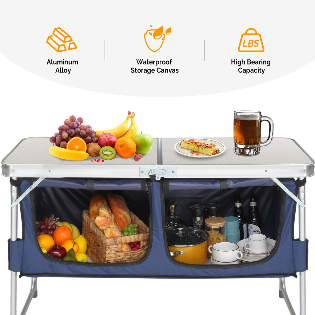 4 Ft White Aluminum Folding Camping Table W524