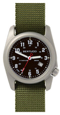 Titanium Olive Nylon Strap Black Dial Men's Watch A17020