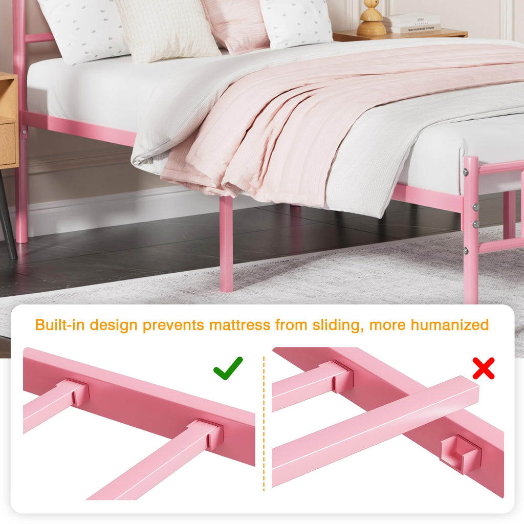 Twin Size Metal Bed Frame with Headboard and Footboard D22348