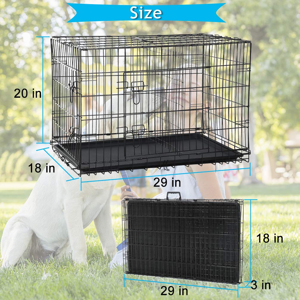 Folding Metal Dog Crate with Divider and Tray X698988