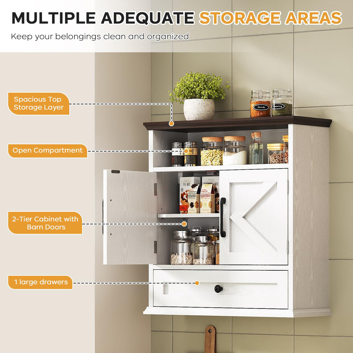 Wall Mounted Bathroom Cabinet 24.4"H x 23.6"W x 9"D W669154
