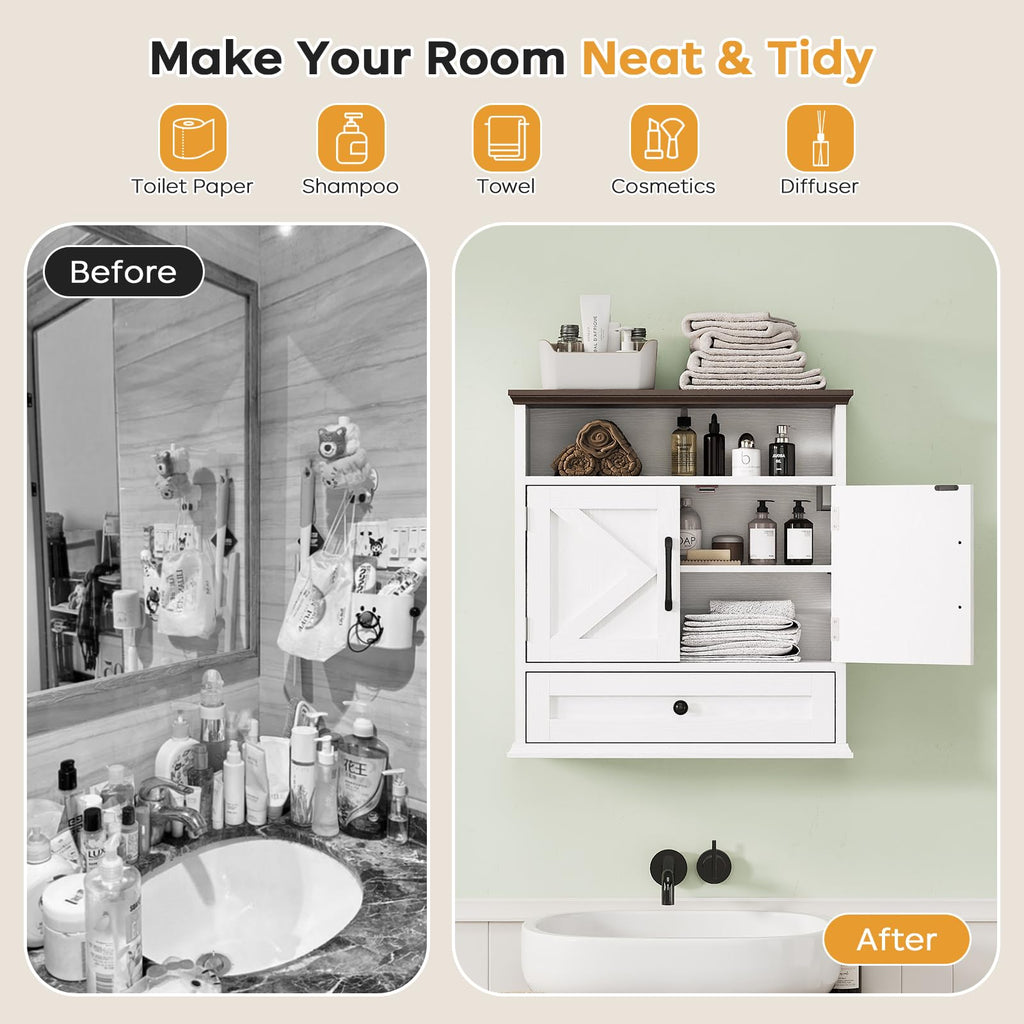 Wall Mounted Bathroom Cabinet 24.4"H x 23.6"W x 9"D W669154