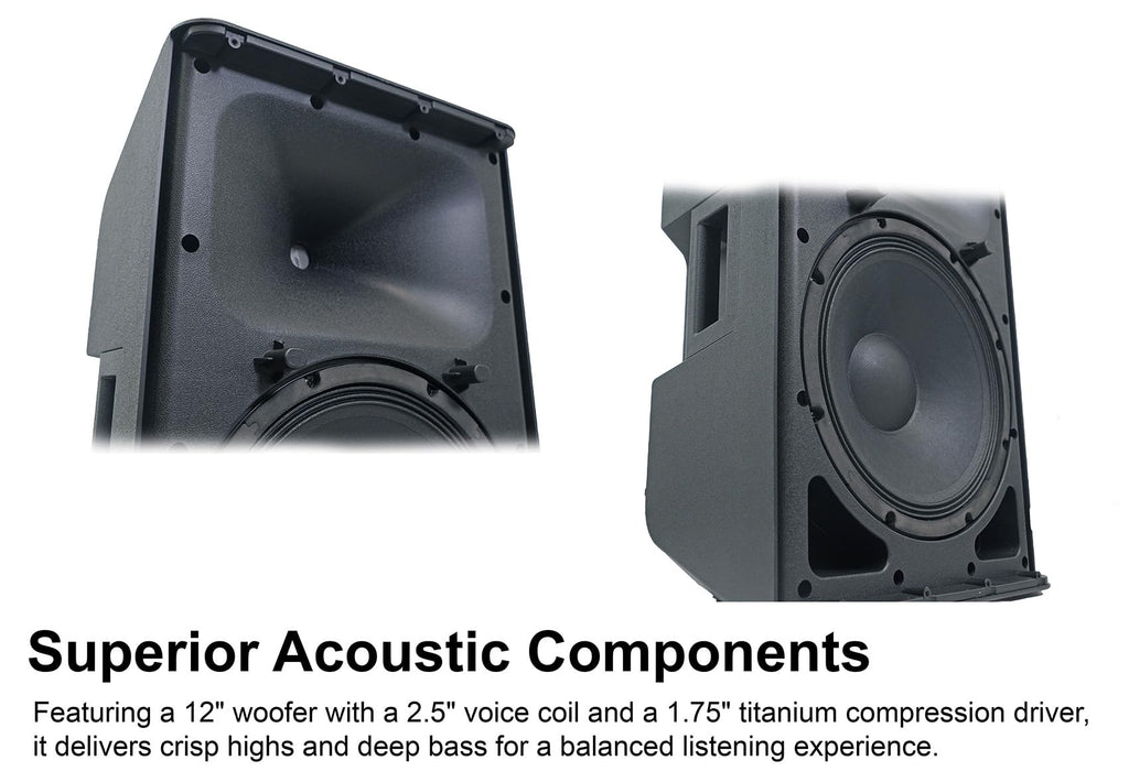 12" Active Powered Speaker with 2-Channel Mixer, 2-Pack W789609