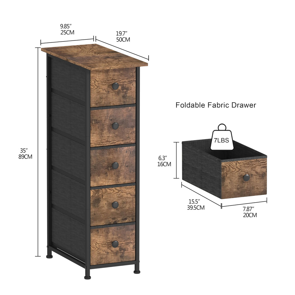 Narrow 5 Drawers Fabric Dresser F91583