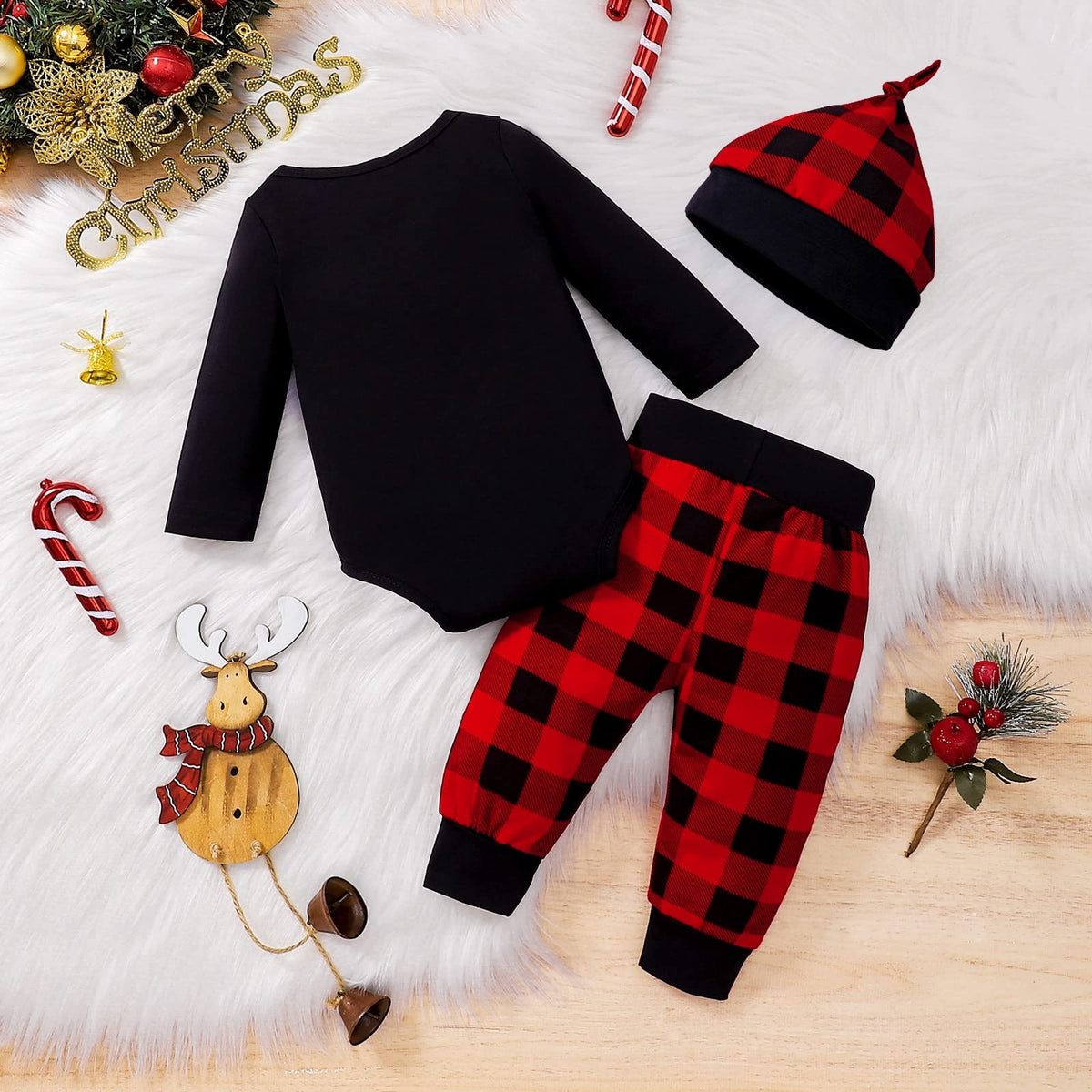 Newborn Baby Boy Christmas Outfit 3Pcs 0-18 Months W926092