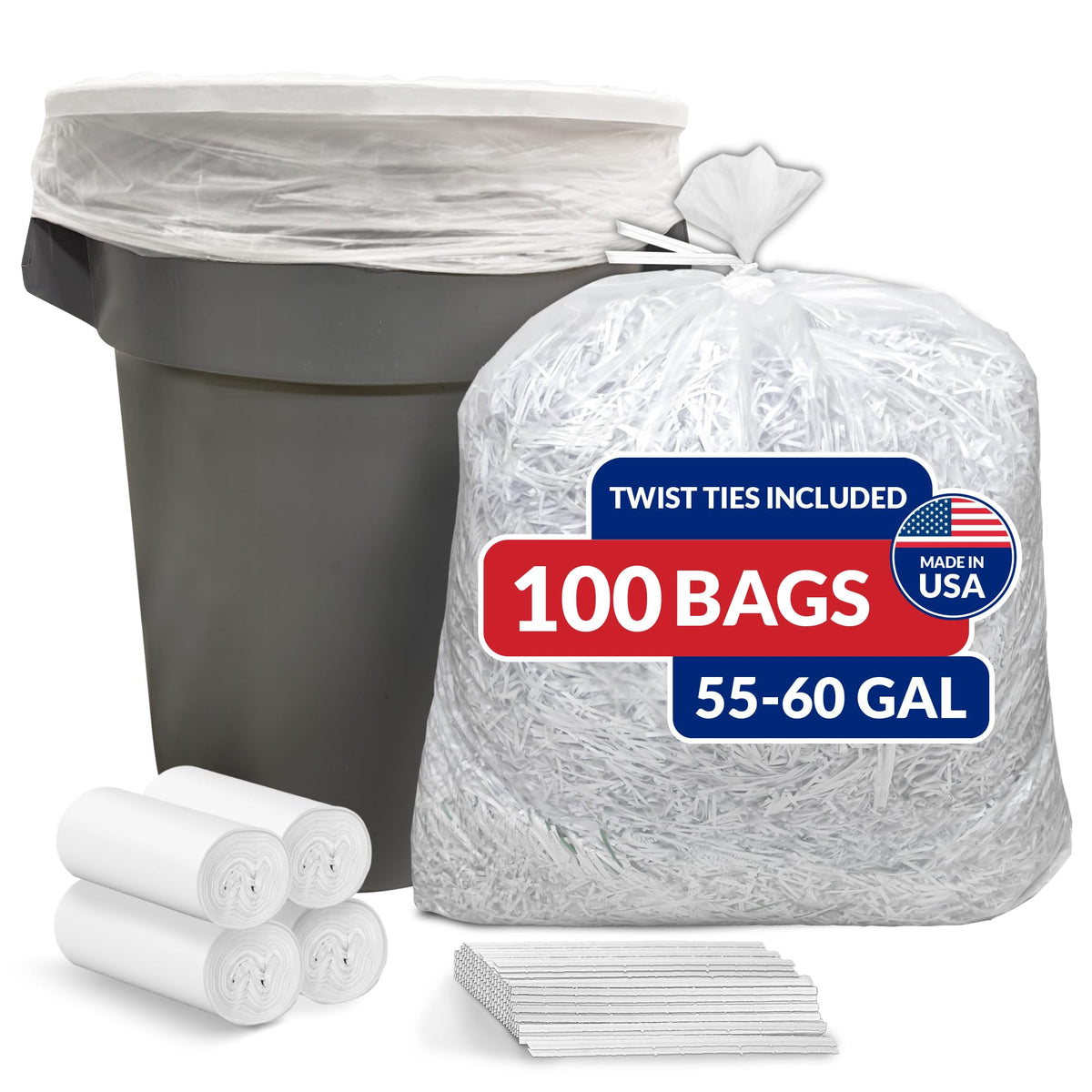 55 Gallon Heavy Duty Clear Trash Bags 100 Count K324053