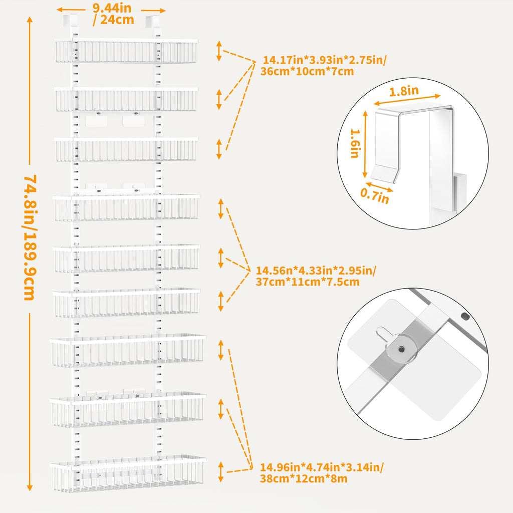 White 9-Tier Over The Door Pantry Organizer Y995436
