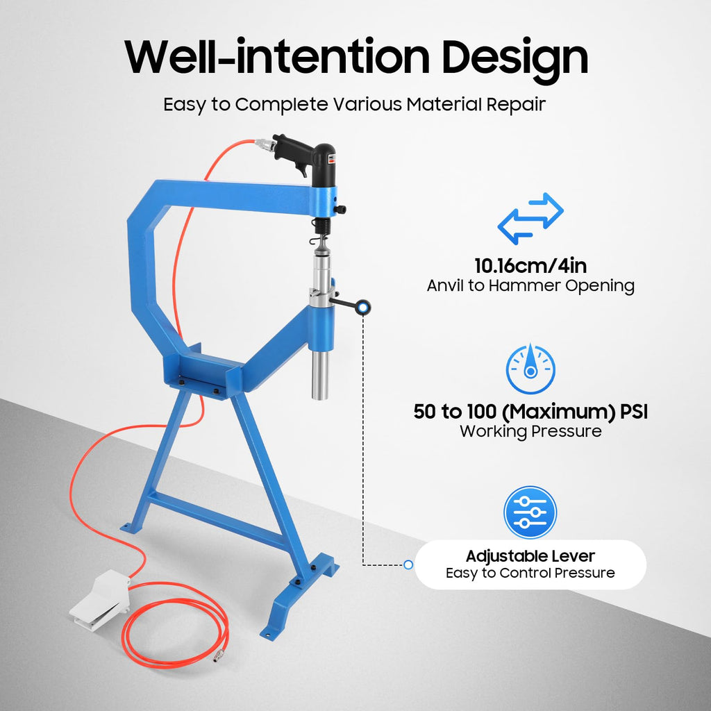Pneumatic Planishing Hammer with 1", 2", 3" Anvils and Foot Pedal P9625