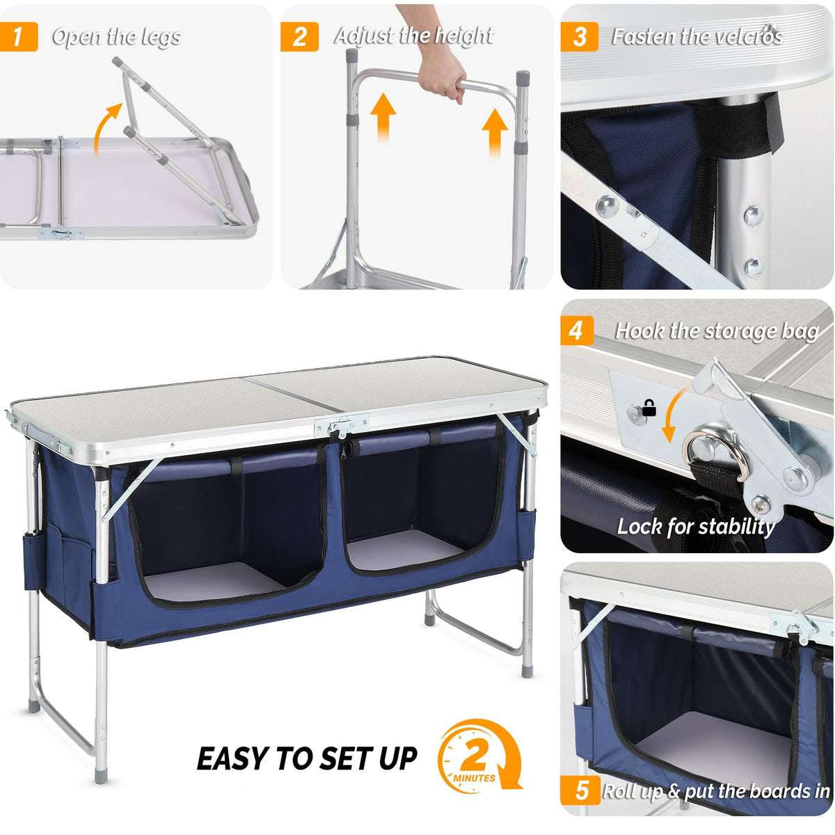 4 Ft White Aluminum Folding Camping Table W524