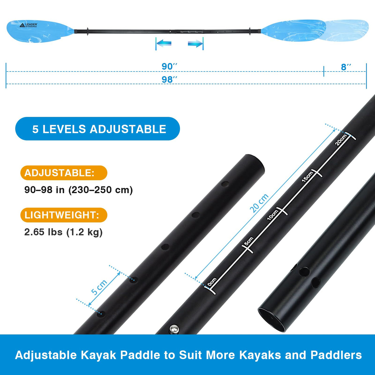 Adjustable Kayak Paddle 90-98in N161