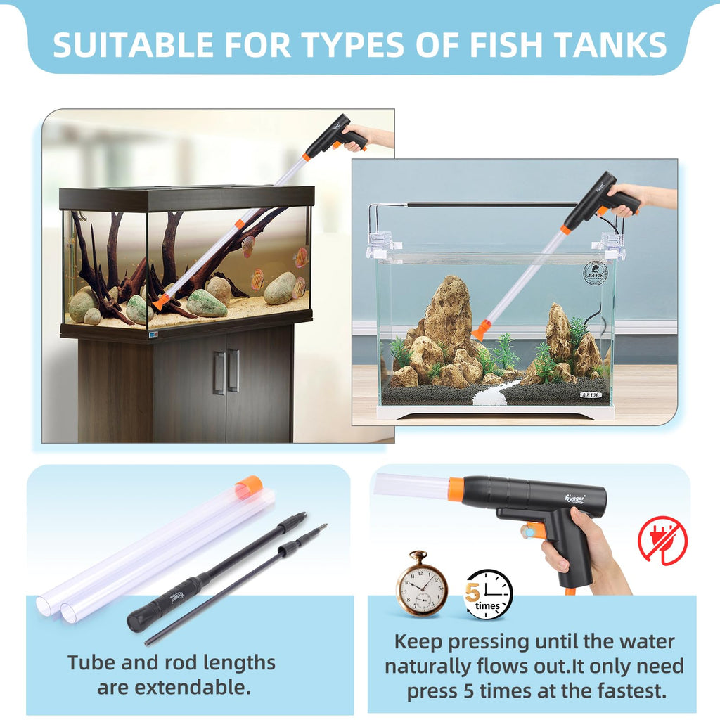 Aquarium Gravel Cleaner Kit with Water Hose Controller Clamp Q52400