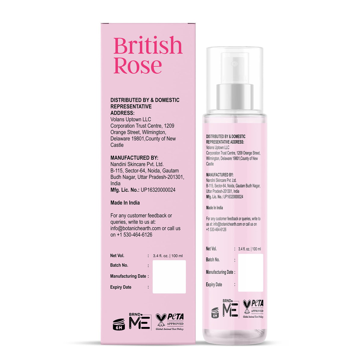 British Rose Body Spray & Hair Perfume 3.4oz Q7539