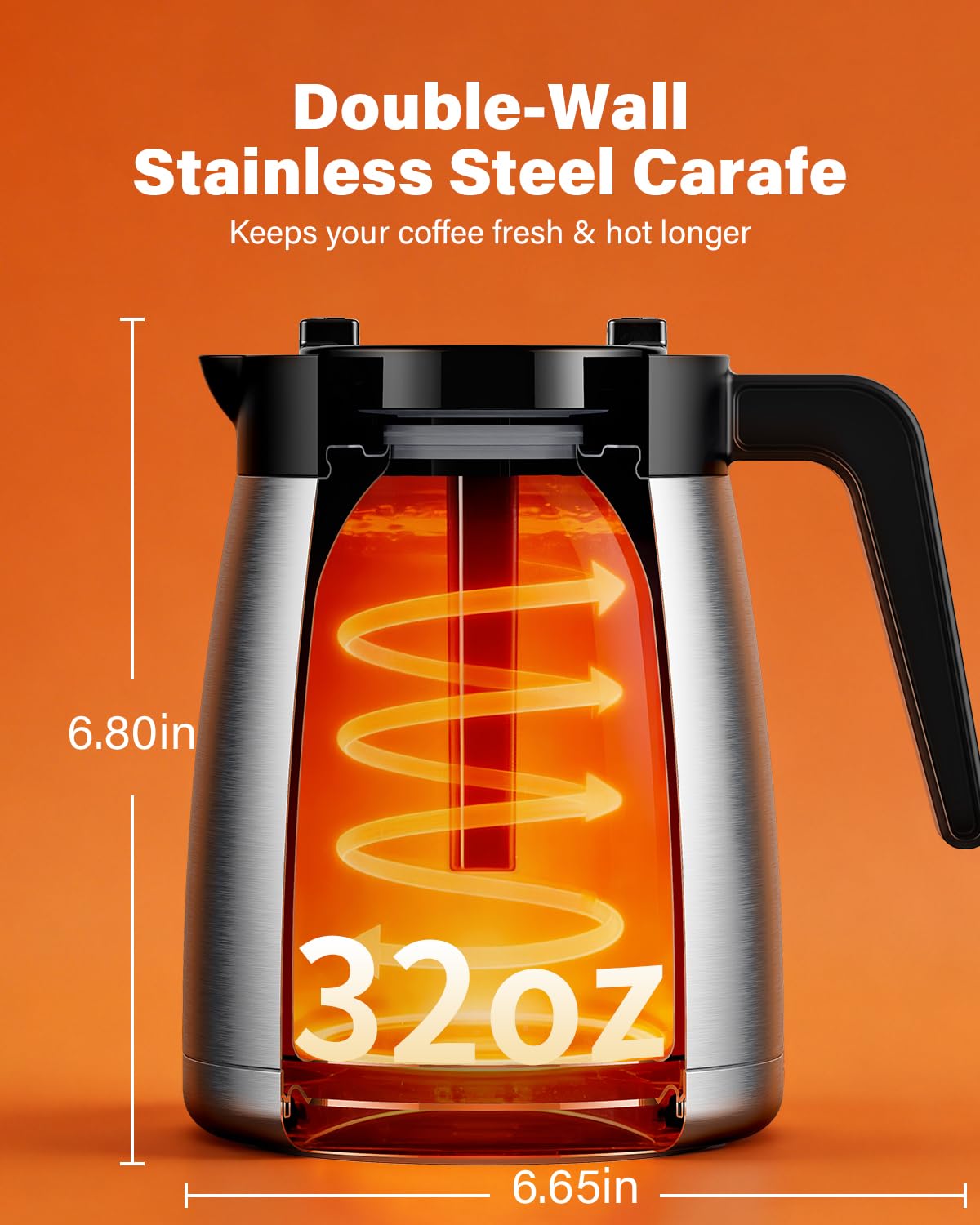 Single Serve & Carafe Coffee Maker, 6-24oz, Thermal Carafe O65982