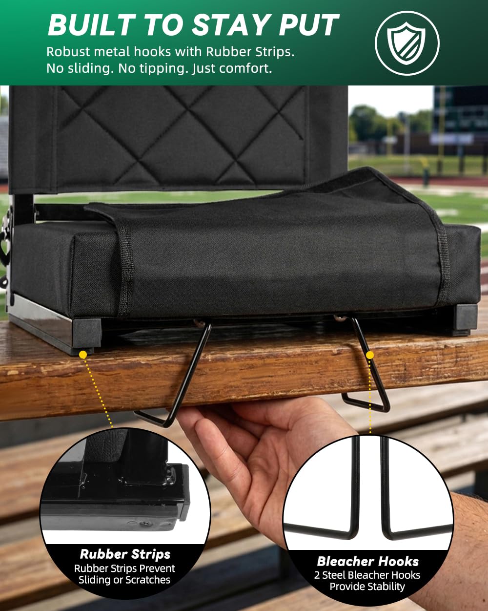 Stadium Seat with Back Support Black J25644