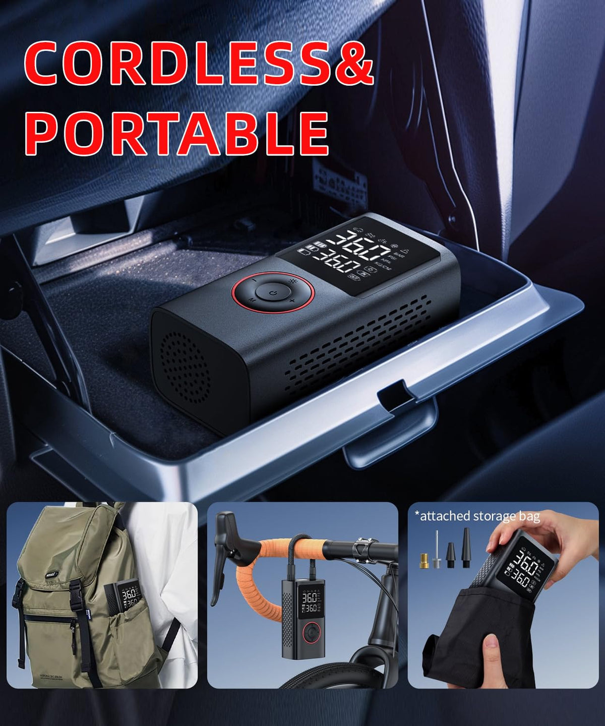 150 PSI Portable Air Compressor Tire Inflator with Pressure Gauge G17416