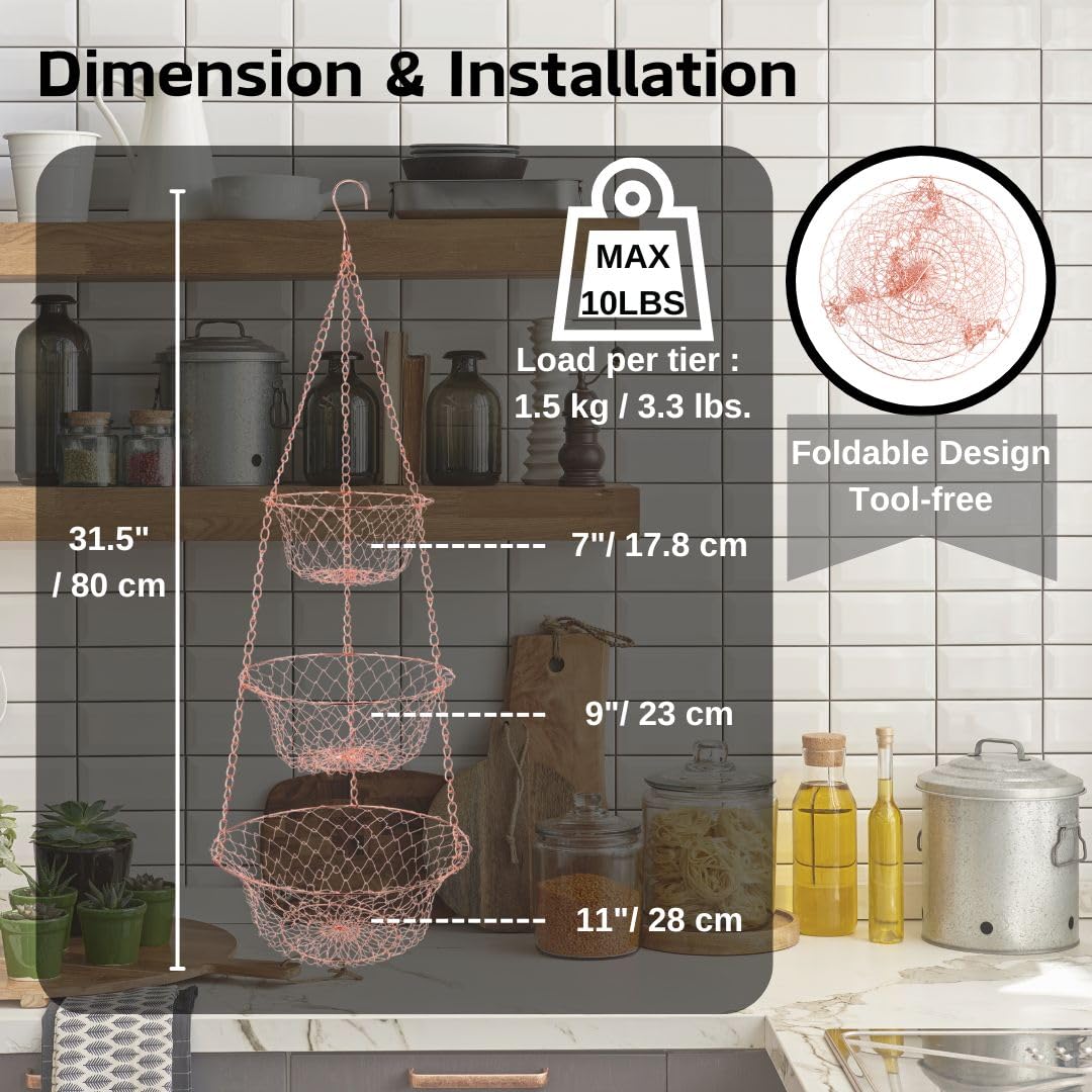 3 Tier Metal Hanging Basket H642415