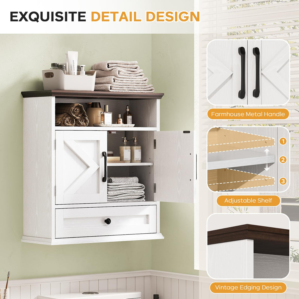 Wall Mounted Bathroom Cabinet 24.4"H x 23.6"W x 9"D W669154