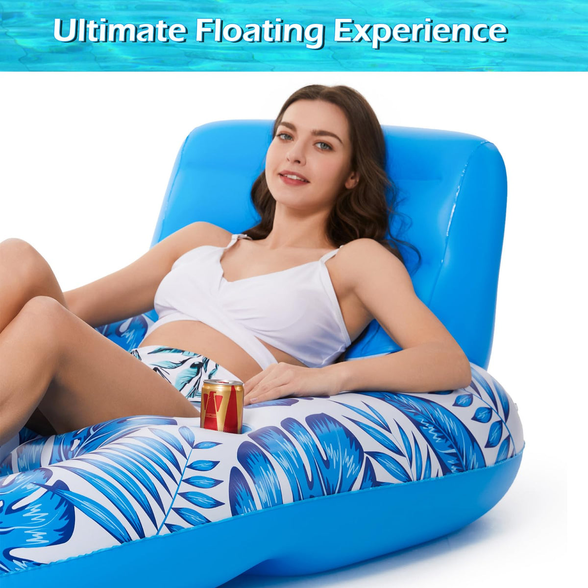 Inflatable Pool Float Lounger with Cup Holders D682