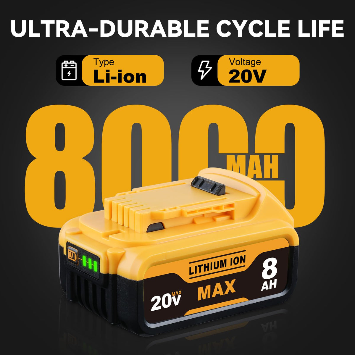8.0Ah 2-Pack Rechargeable Replacement Battery S3574
