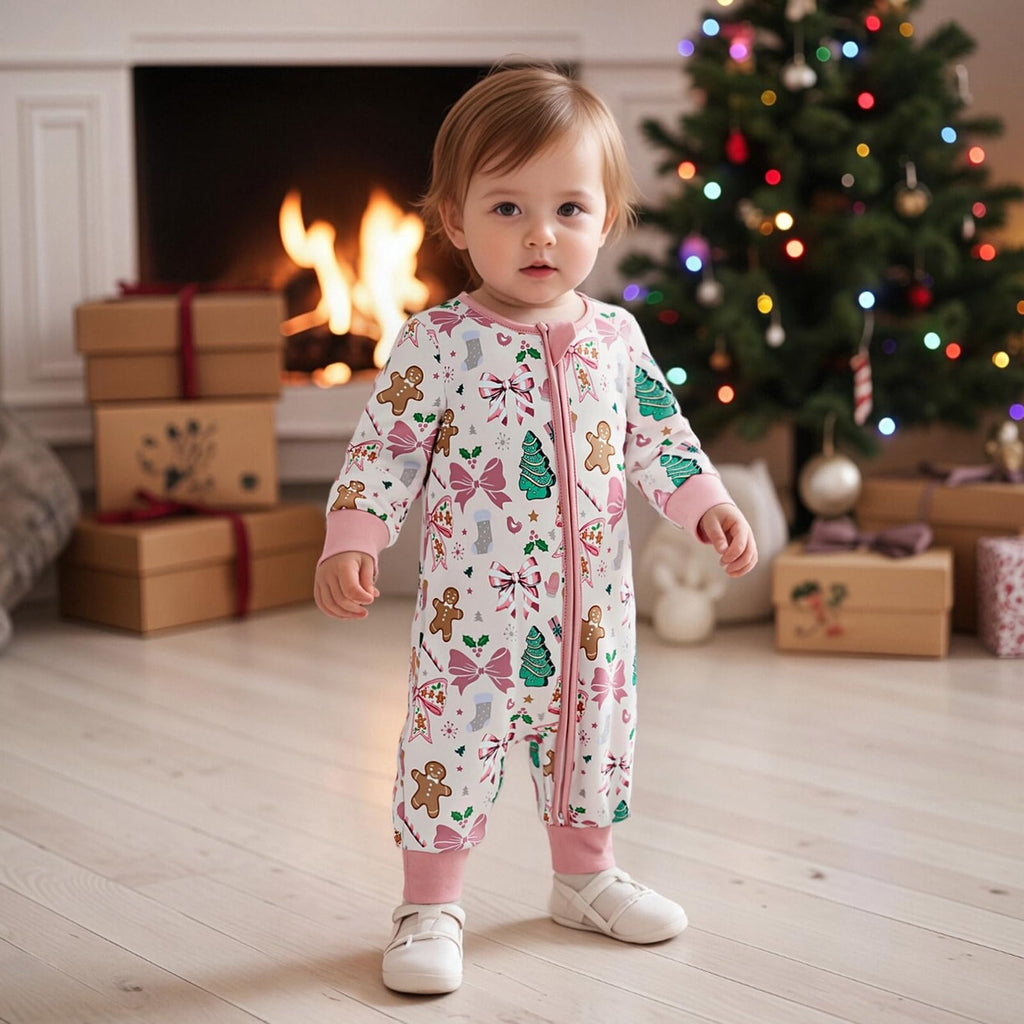 Newborn Christmas Zipper Jumpsuit Romper J637302