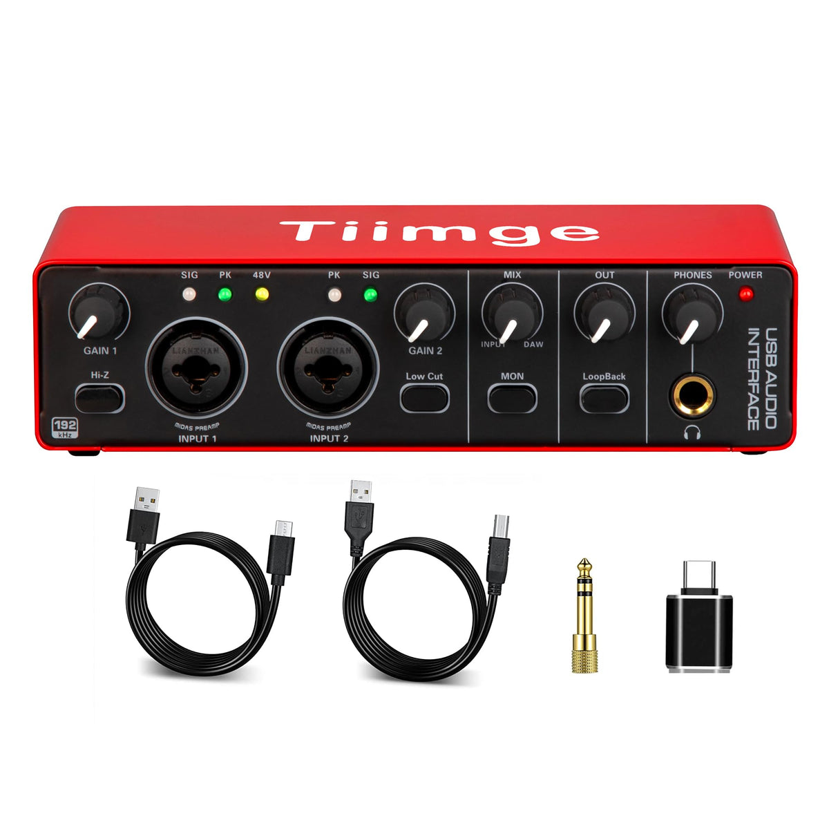USB Audio Interface with 48V Phantom Power, 24Bit/192kHz, XLR/TRS Inputs V827