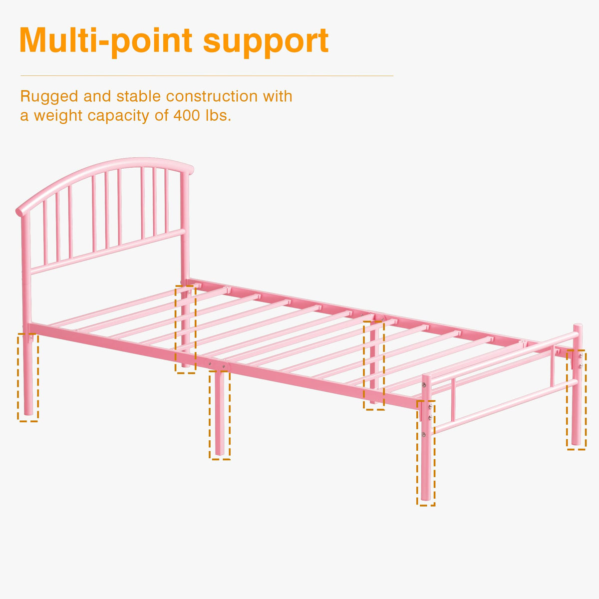 Twin Size Metal Bed Frame with Headboard and Footboard D22348