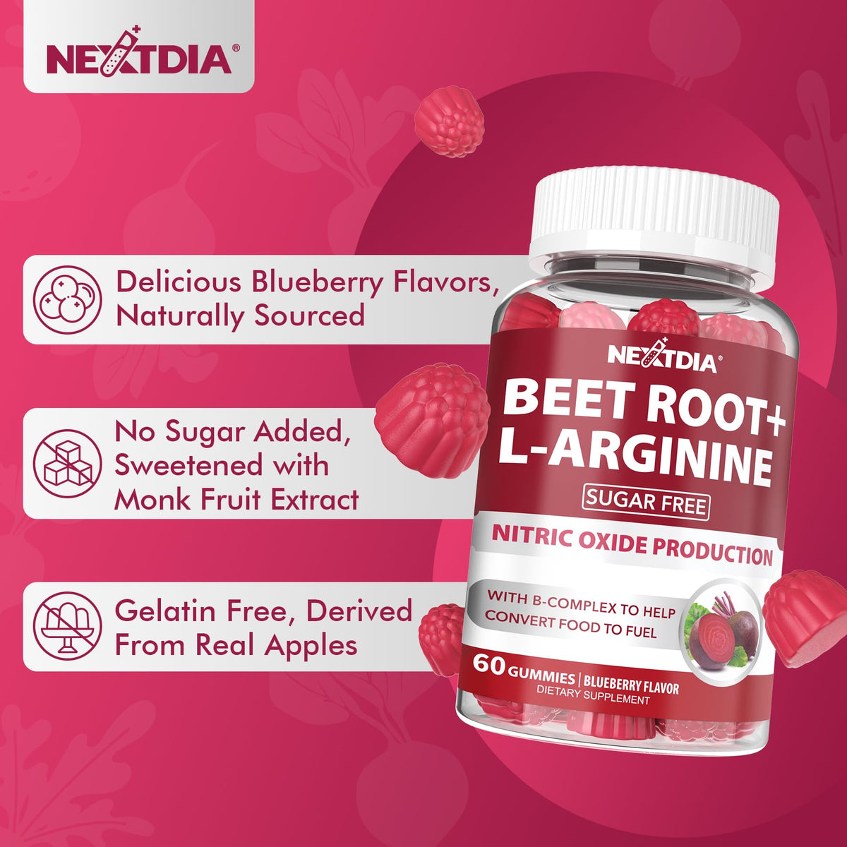 Beet Root Gummies 1200mg with L-Arginine and B Vitamins S450453
