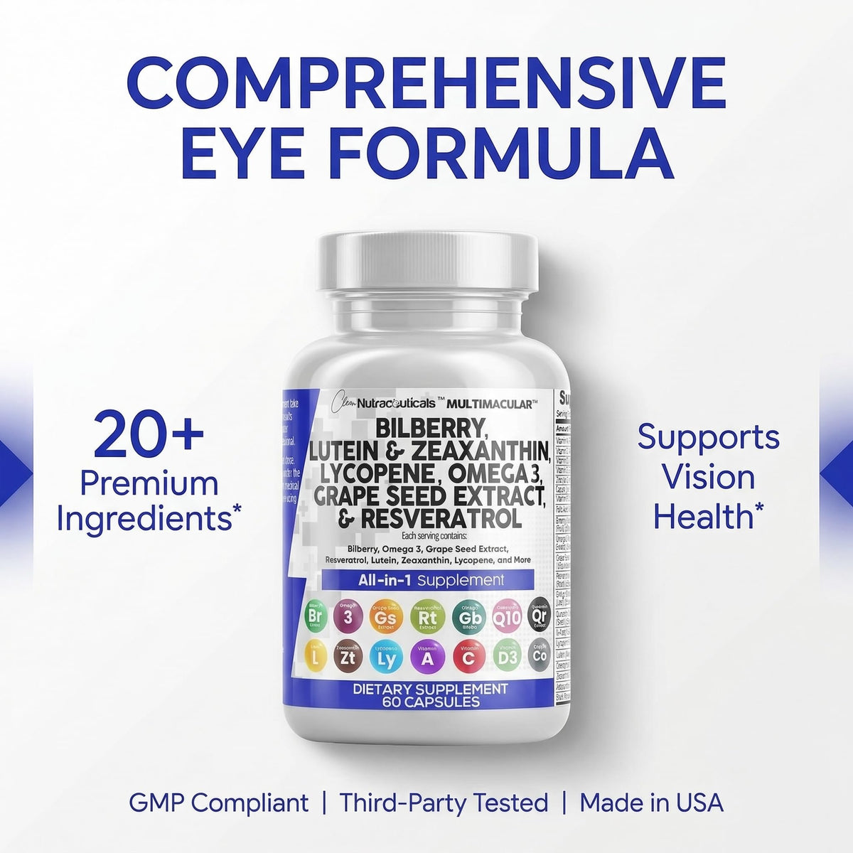 Eye Vitamins with Bilberry Lutein Zeaxanthin Supplement Y3070
