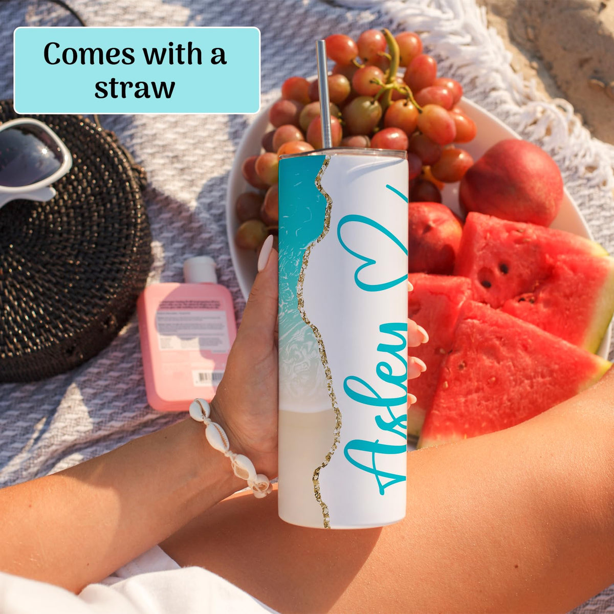20 oz Custom Skinny Tumbler with Lid & Straw N548