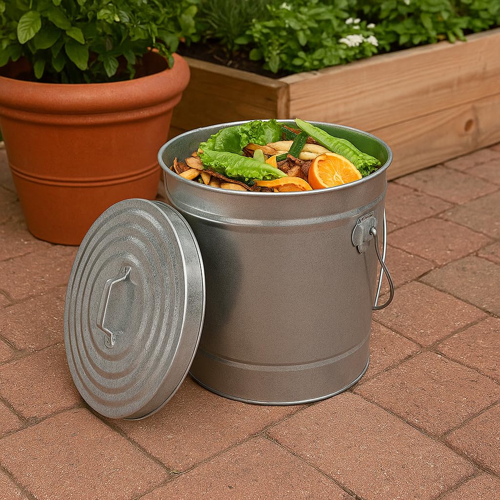 6-Gallon Galvanized Steel Locking Lid Storage Can Y1144