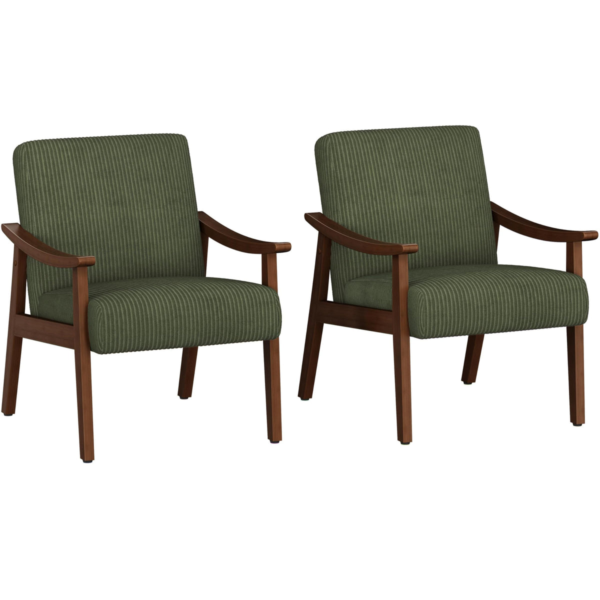 Dark Green Corduroy Accent Chairs Set of 2 O4762