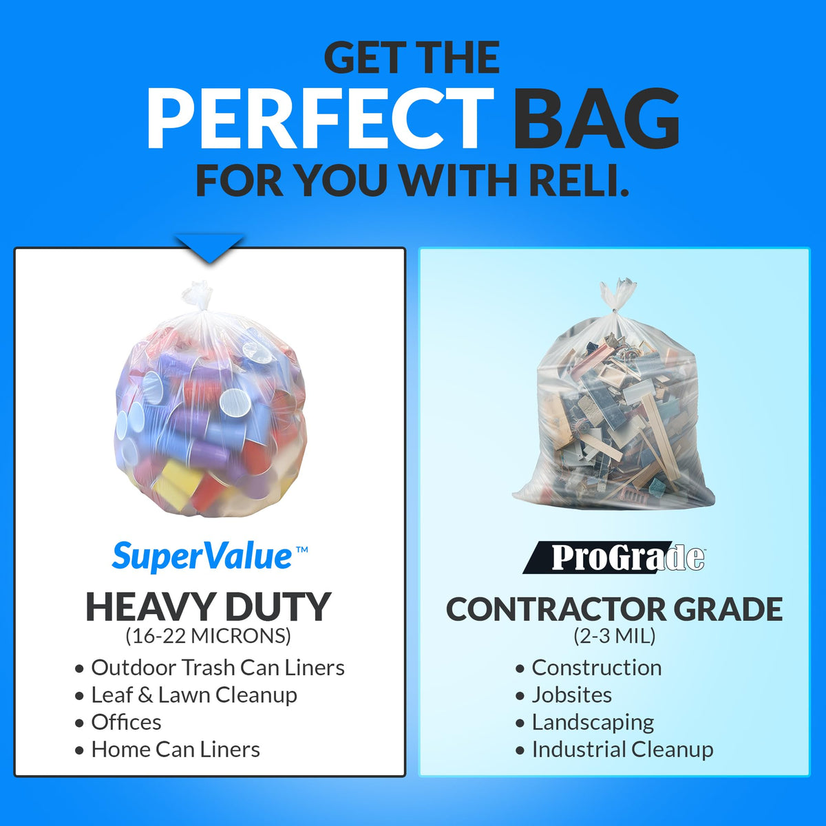 55 Gallon Heavy Duty Clear Trash Bags 100 Count K324053