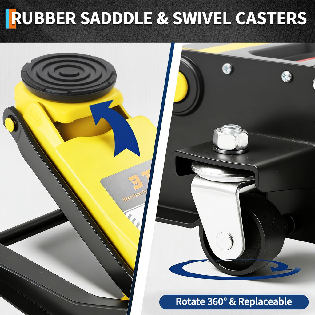 3 Ton Low Profile Hydraulic Floor Jack with Dual Piston Quick Lift Pump Steel Yellow O52012