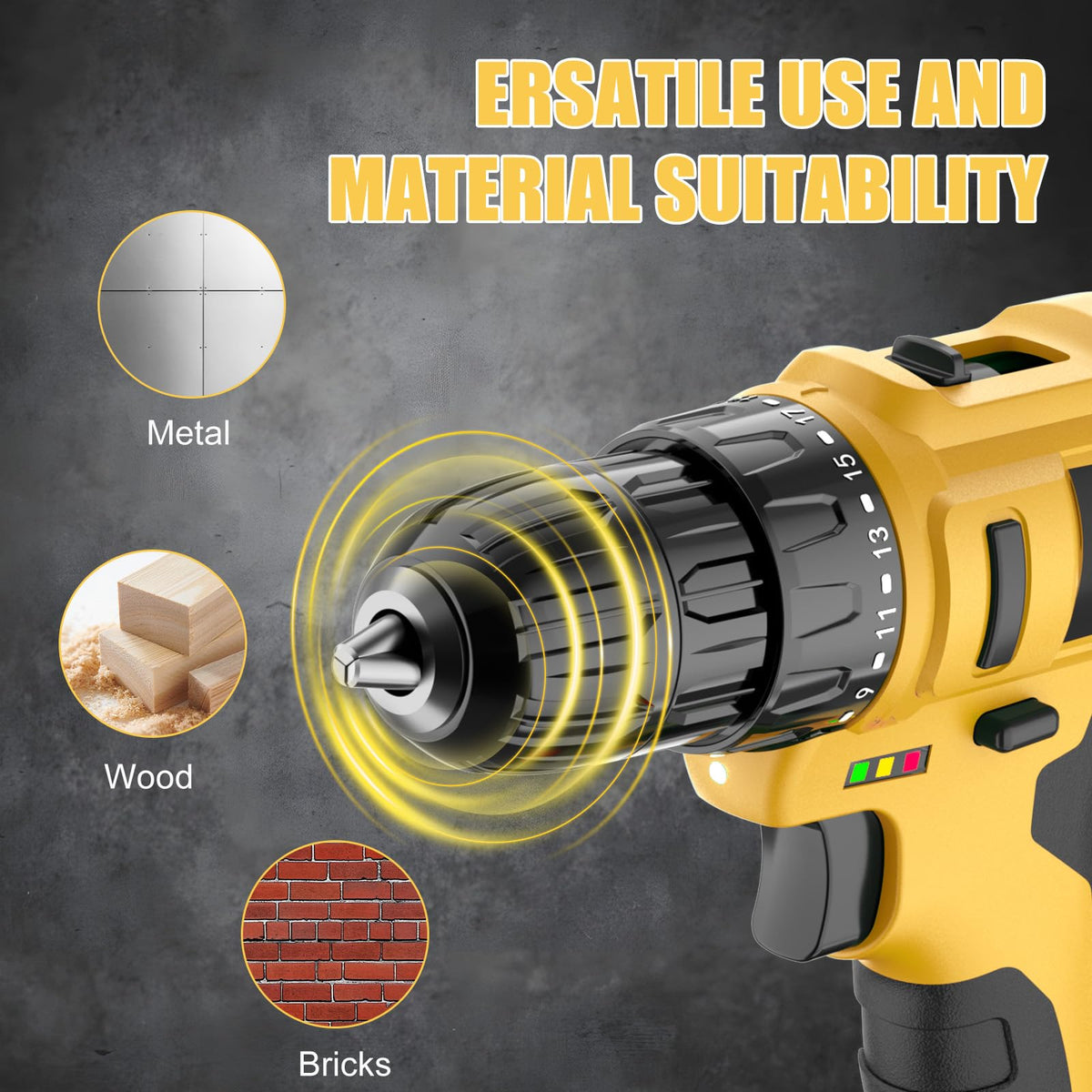 Cordless Drill Driver Kit, 20V Electric Drill with Battery and Charger, 18+3 Torque Setting, 2 Speeds, 3/8" Keyless Chuck Compact Power Drill Set with Drill Bits D354