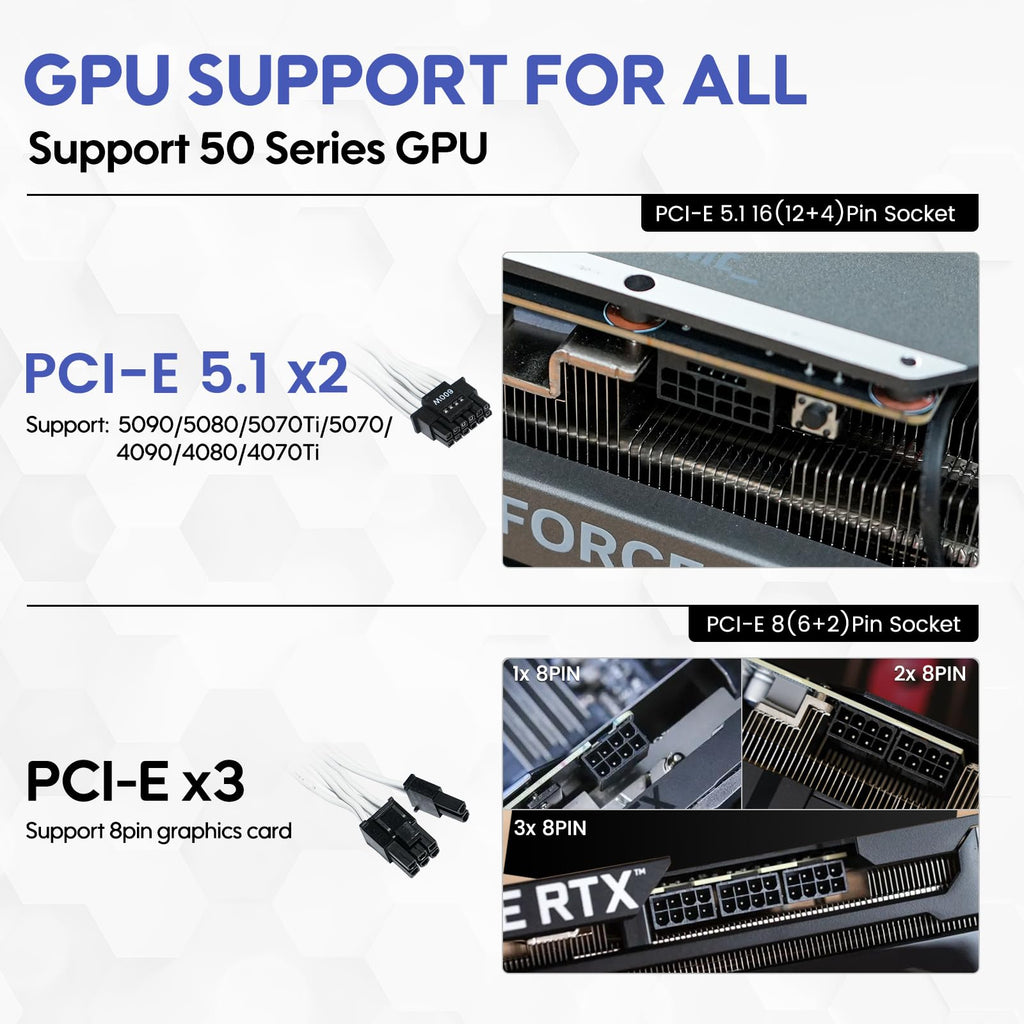 1000W White Power Supply T816