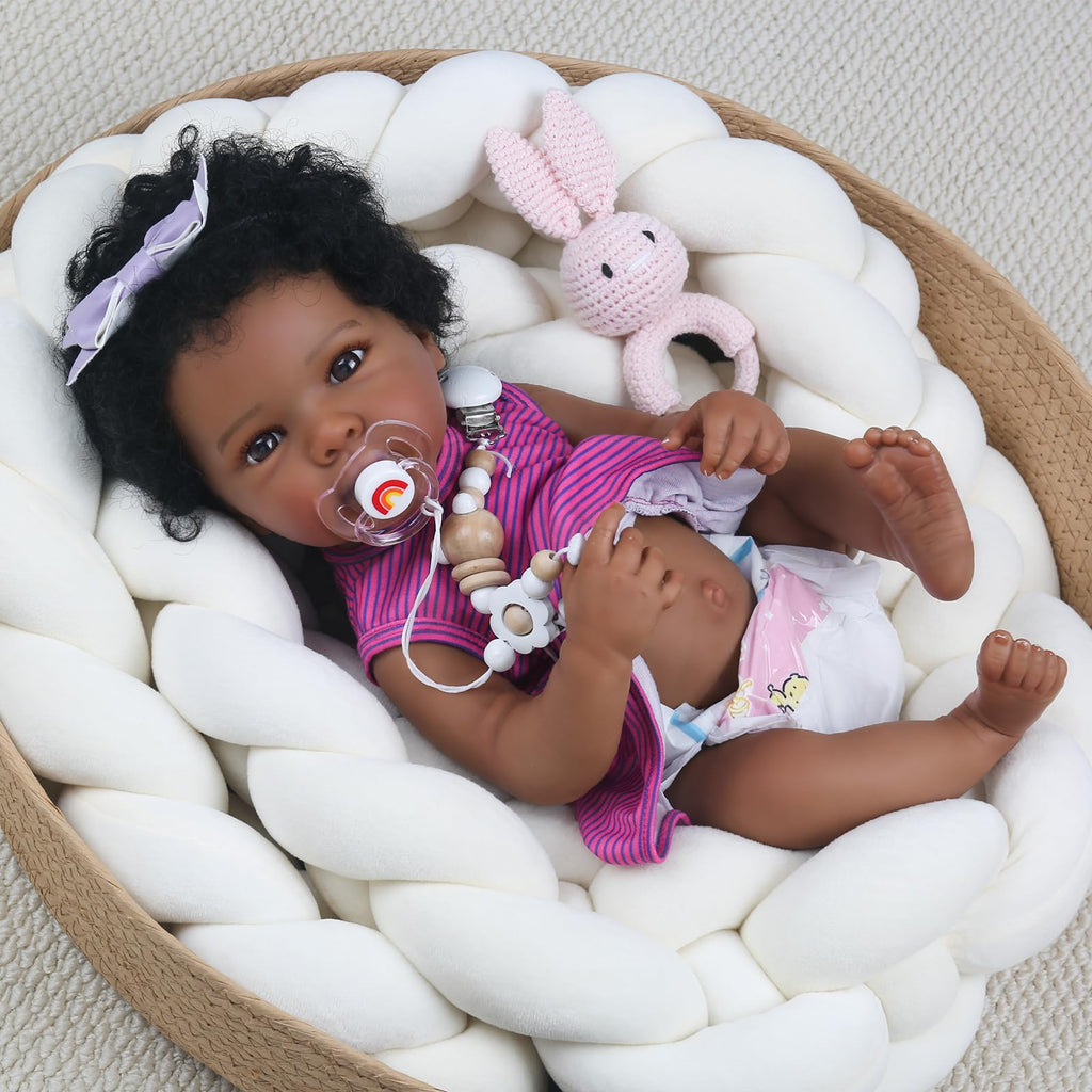 20 Inch Black Realistic Reborn Baby Dolls Full Body Vinyl Girl G115617